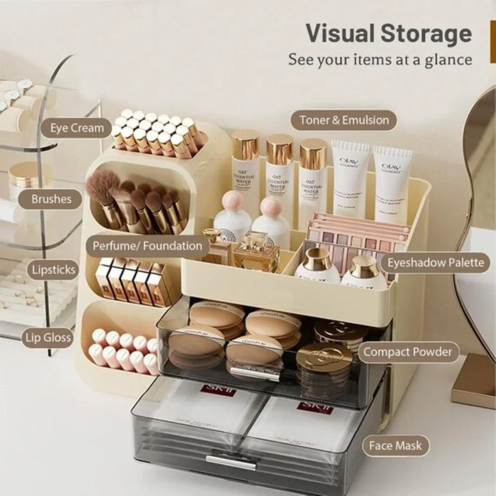 New Makeup Organizer with Drawers, Large Vanity & Countertop Storage Box